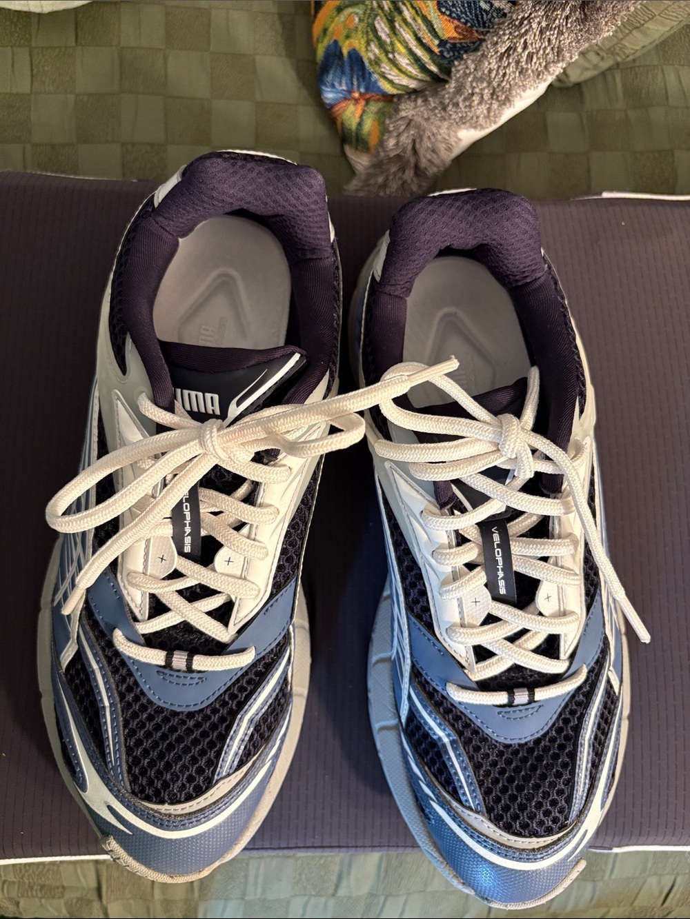 Puma Velophasis Men's Navy, Light Blue and White Mesh Lace-Up Sneakers